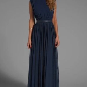 Alice + Olivia Triss Sleeveless Maxi Dress With Leather Trim